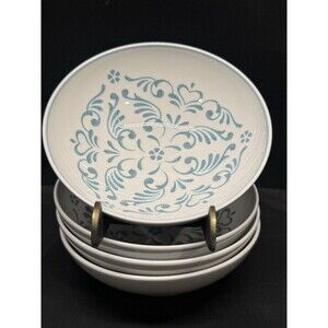 Franciscan Blue Fancy Stoneware Berry snack Bowls Blue White 5” X 1.5” Set Of 4